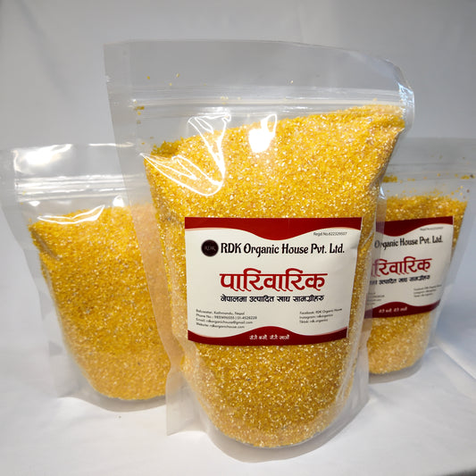 Pahelo Makai Ko Chakhyala — Organic Yellow Corn Grits